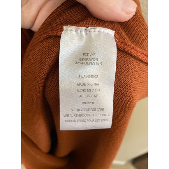 Absolutely Famous Womens Rust Dress S Ribbed Sleeve Knit Rayon long sleeve vneck - Picture 5 of 8